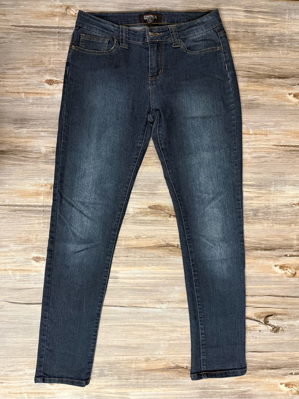 Forever 21 Premium Denim Jeans Women’s 27 Blue Dark Wash Mid Rise Skinny Stretch